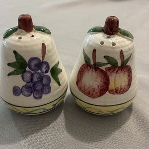 Fruit-Themed Ceramic Salt and Pepper Shakers